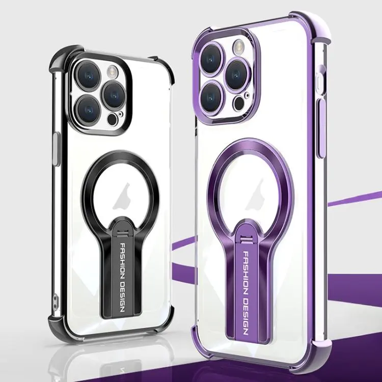 Shockproof Electroplating MagSafe Holder Phone Case For Iphone 16, 16 Plus, 16 Pro, 16 Pro Max - Image 2