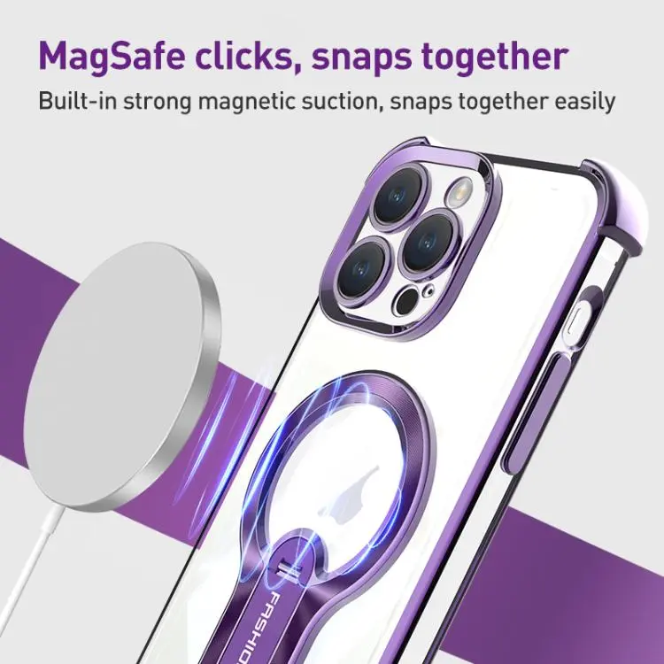 Shockproof Electroplating MagSafe Holder Phone Case For Iphone 16, 16 Plus, 16 Pro, 16 Pro Max - Image 4