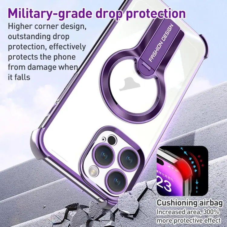 Shockproof Electroplating MagSafe Holder Phone Case For Iphone 16, 16 Plus, 16 Pro, 16 Pro Max - Image 5