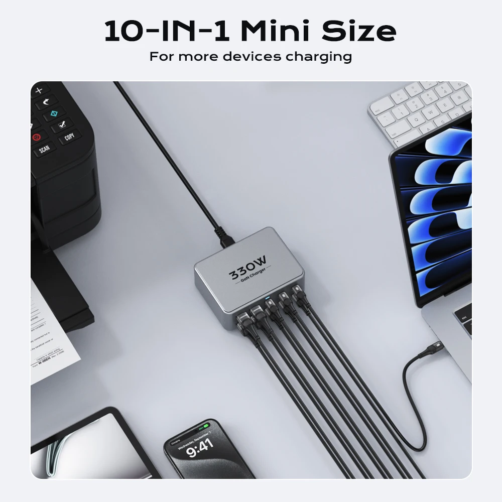 Charger 330W USB C GaN 100W PD3.0 PPS QC3.0 Multiport Fast Charging Station For Laptop iPhone 15 16 Macbook Pro Tablet - Image 5