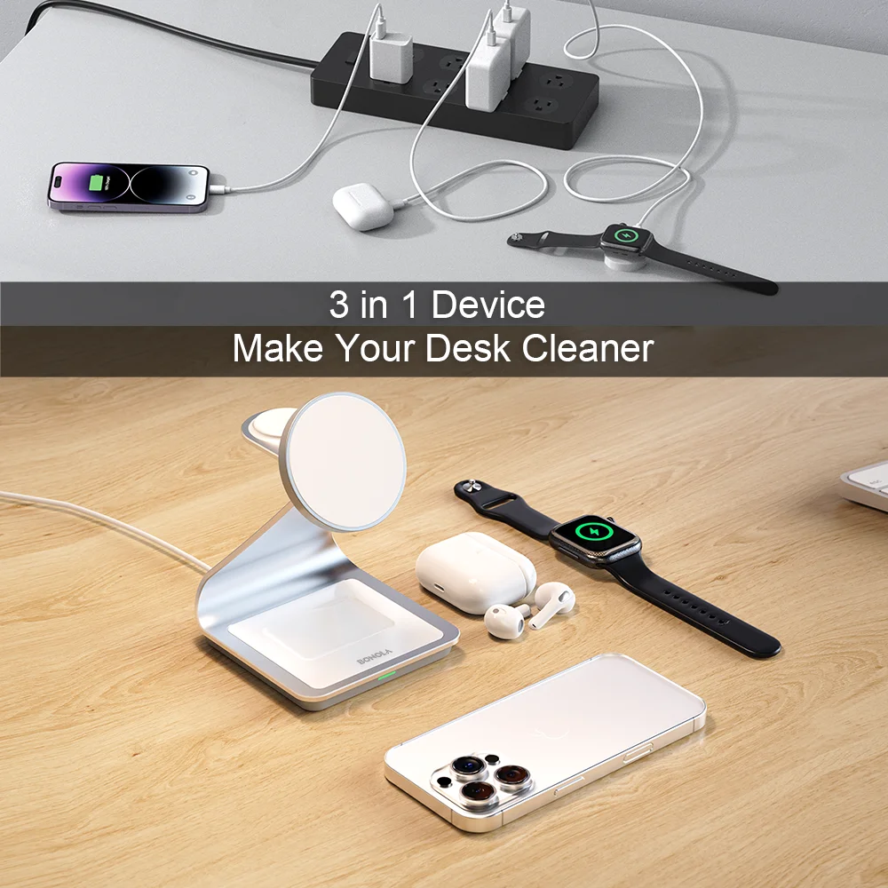 Charger for iPhone 16/15/13/14 Pro/12 30W Magnetic 3 in 1 Wireless Wireless Charging Station for Apple Watch/AirPods Pro - Image 3