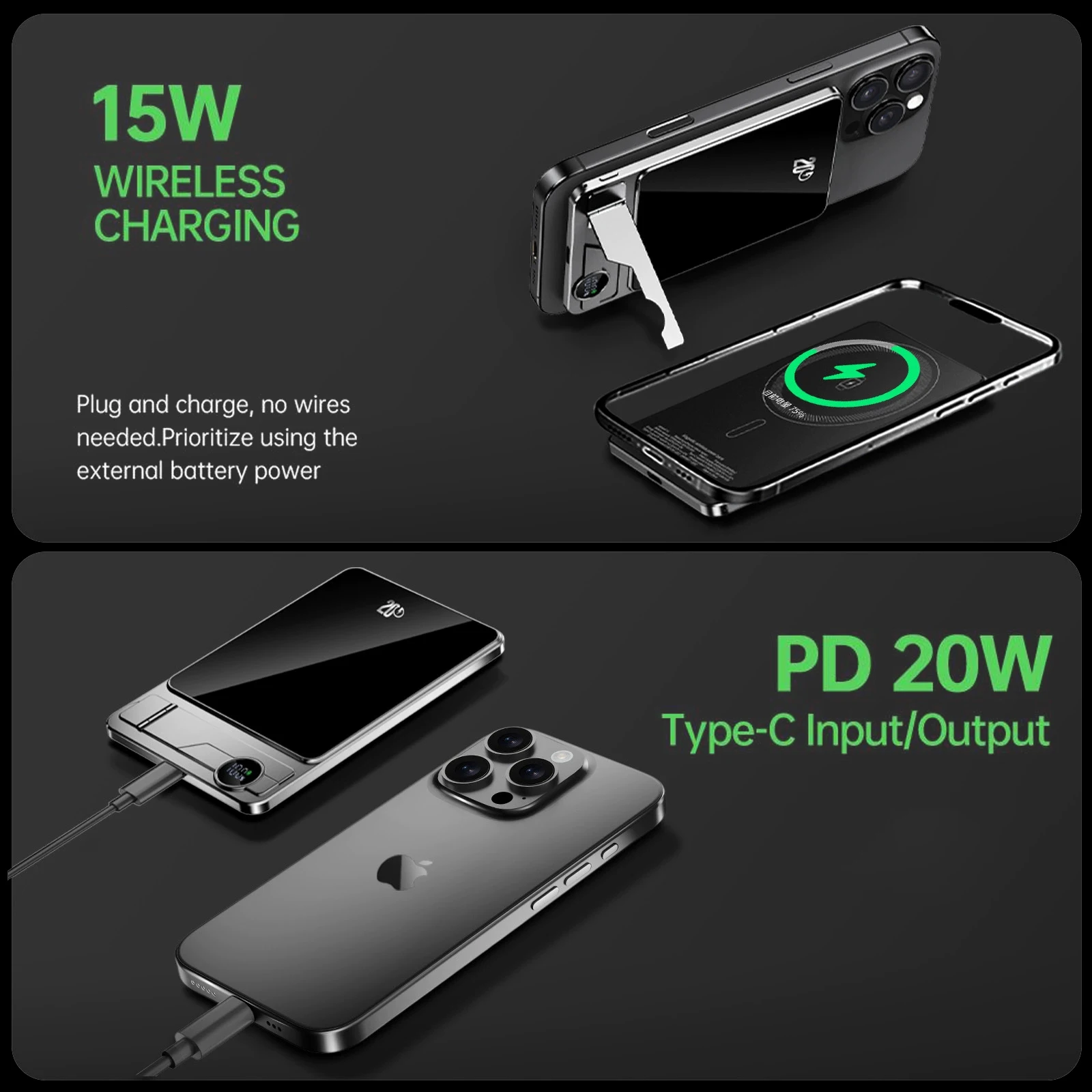 Charging Fast - Power Bank for MagSafe,Magnetic Wireless 20W Portable Battery For iPhone Samsung Xiaomi iWatch 10000mAh Ultra Slim - Image 3