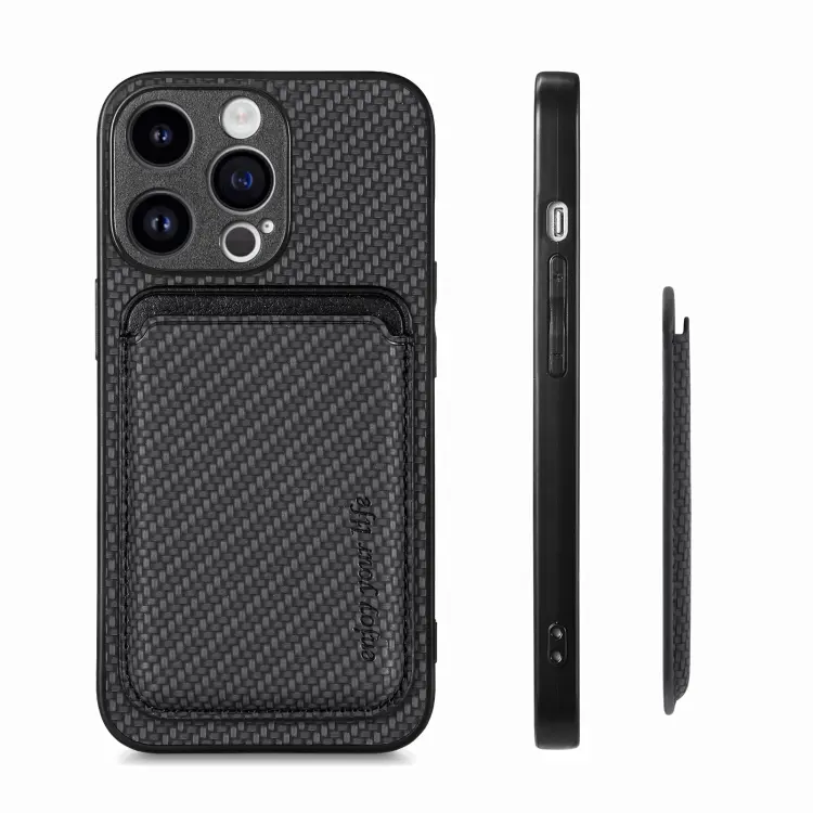 Phone Case For Iphone 15, 15 Pro Max, 15 Pro, 15 Plus Carbon Fiber Leather Card Magsafe - Image 2
