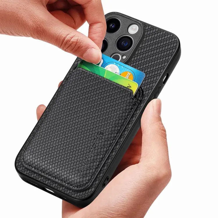 Phone Case For Iphone 15, 15 Pro Max, 15 Pro, 15 Plus Carbon Fiber Leather Card Magsafe - Image 3