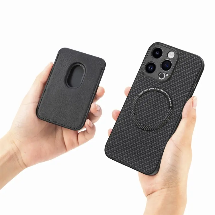 Phone Case For Iphone 15, 15 Pro Max, 15 Pro, 15 Plus Carbon Fiber Leather Card Magsafe - Image 4