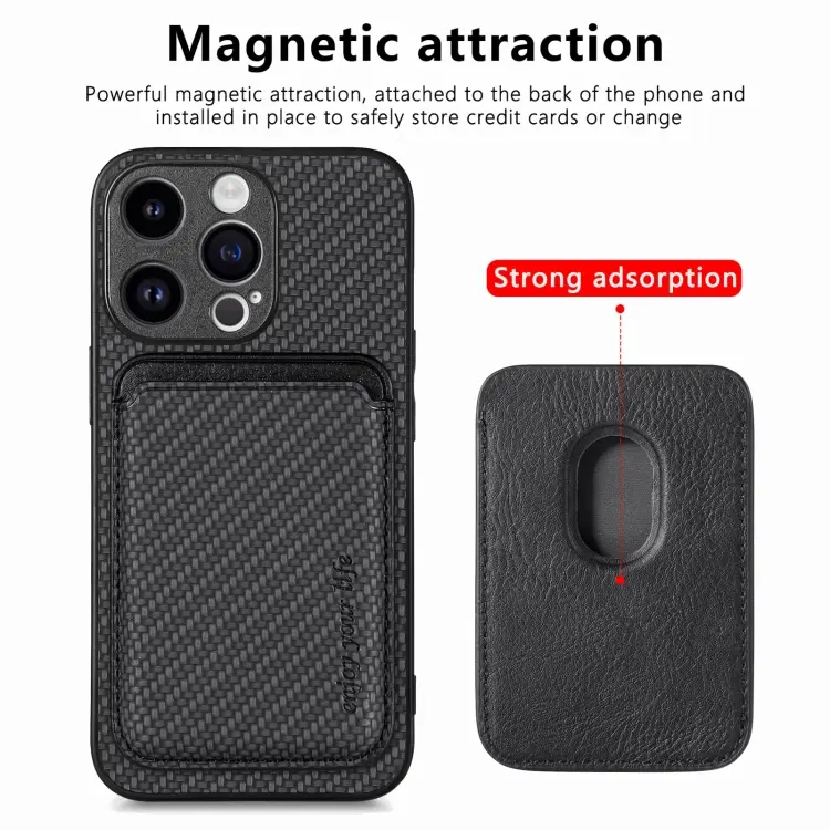 Phone Case For Iphone 15, 15 Pro Max, 15 Pro, 15 Plus Carbon Fiber Leather Card Magsafe - Image 5