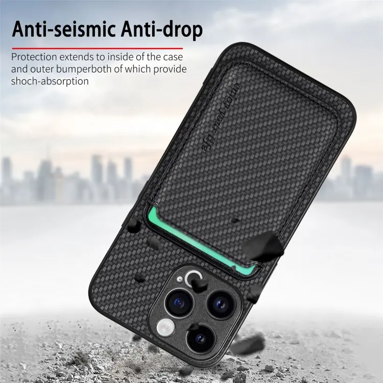 Phone Case For Iphone 15, 15 Pro Max, 15 Pro, 15 Plus Carbon Fiber Leather Card Magsafe - Image 6