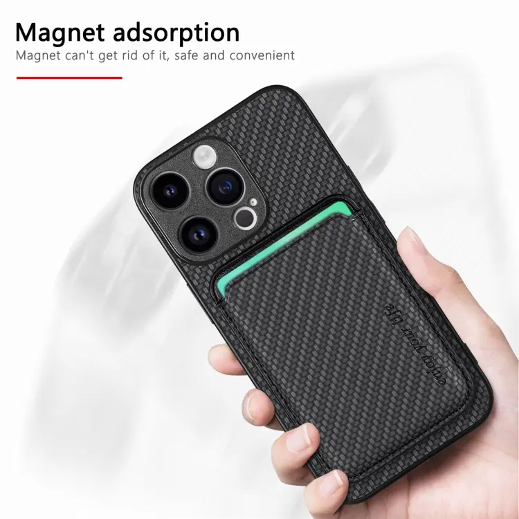Phone Case For Iphone 15, 15 Pro Max, 15 Pro, 15 Plus Carbon Fiber Leather Card Magsafe - Image 7