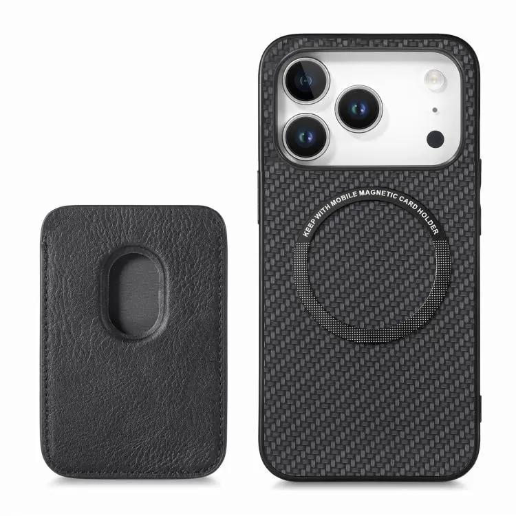Phone Case For Iphone 17, 17 Pro, 15 Pro Max, Air, 16e, 16, 16 Pro, 16 Pro Max, 16 Plus Carbon Fiber Leather Card Magsafe - Image 2