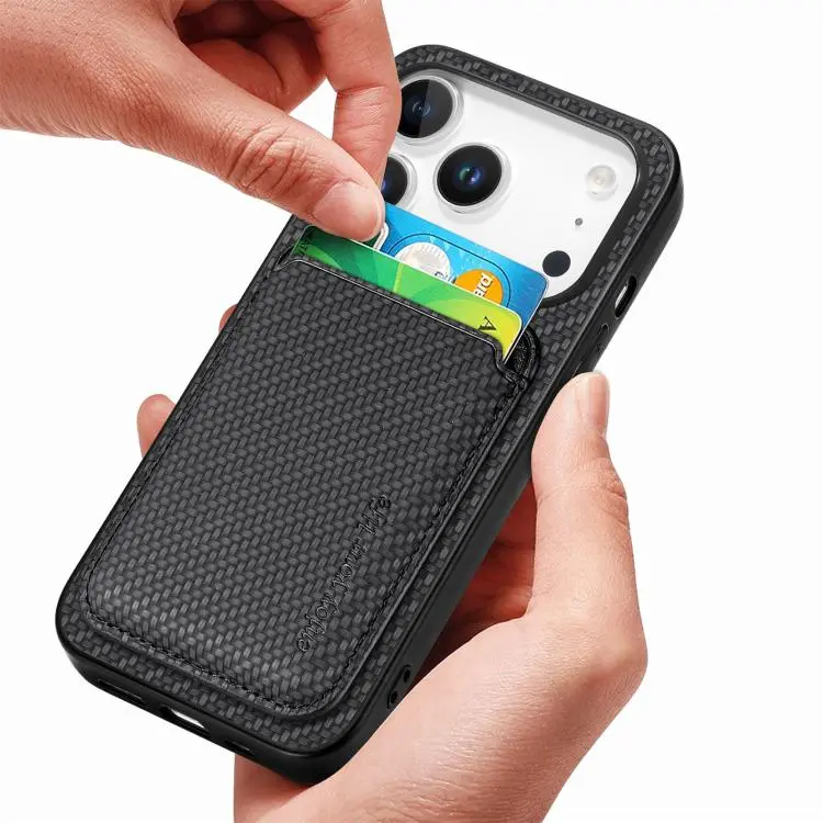 Phone Case For Iphone 17, 17 Pro, 15 Pro Max, Air, 16e, 16, 16 Pro, 16 Pro Max, 16 Plus Carbon Fiber Leather Card Magsafe - Image 3