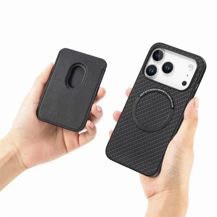 Phone Case For Iphone 17, 17 Pro, 15 Pro Max, Air, 16e, 16, 16 Pro, 16 Pro Max, 16 Plus Carbon Fiber Leather Card Magsafe - Image 4