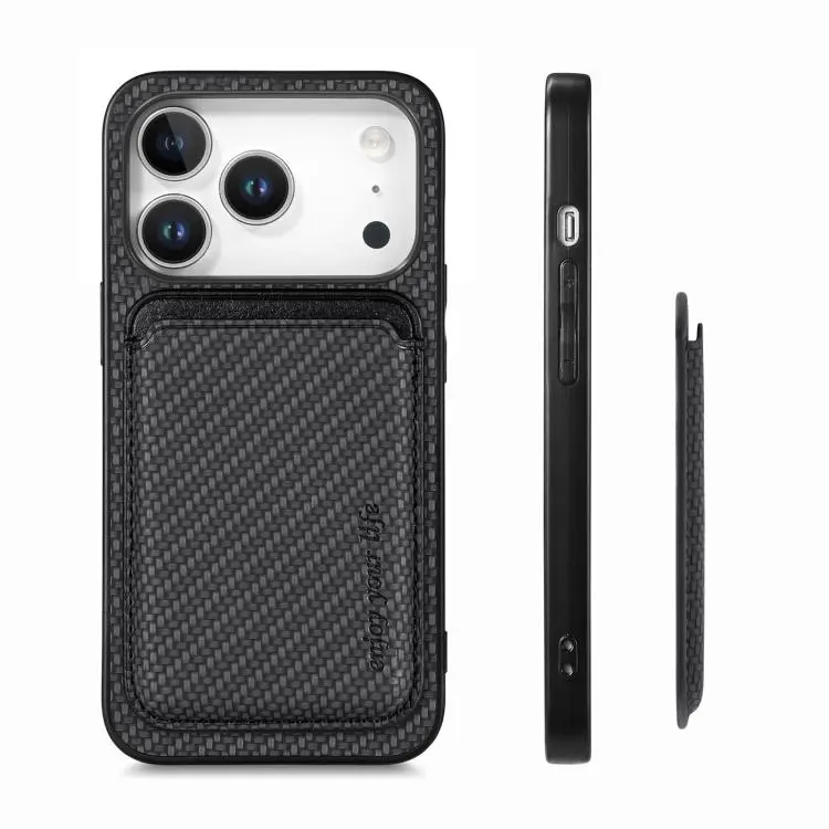 Phone Case For Iphone 17, 17 Pro, 15 Pro Max, Air, 16e, 16, 16 Pro, 16 Pro Max, 16 Plus Carbon Fiber Leather Card Magsafe - Image 5