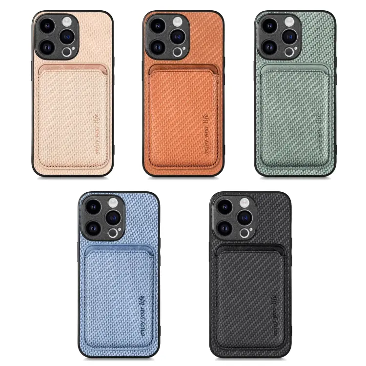 Phone Case For Iphone 17, 17 Pro, 15 Pro Max, Air, 16e, 16, 16 Pro, 16 Pro Max, 16 Plus Carbon Fiber Leather Card Magsafe - Image 8