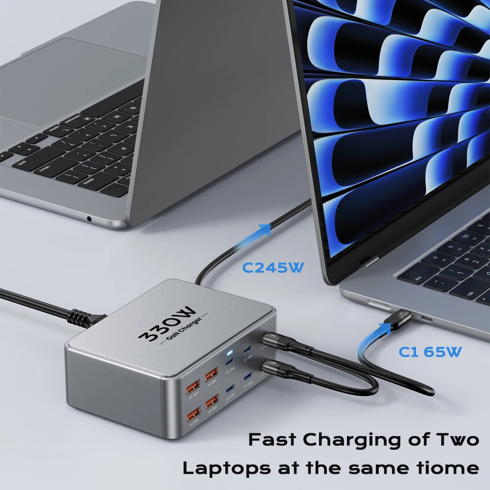 Charger 330W USB C GaN 100W PD3.0 PPS QC3.0 Multiport Fast Charging Station For Laptop iPhone 15 16 Macbook Pro Tablet - Image 3